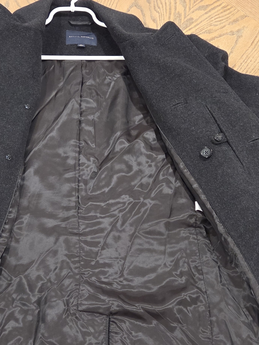 NWOT Banana Republic Men's Wool Cashmere Blend Peacoat - Charcoal Gray Size L - Picture 6 of 9